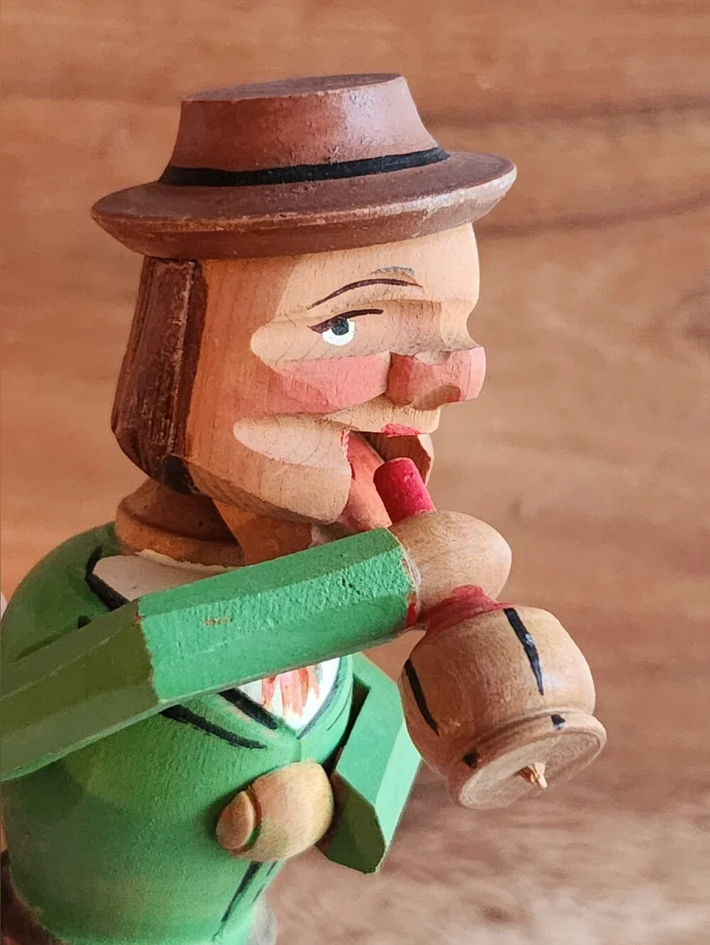Vintage ANRI Hand Carved Folk Art Wooden Pull-String Cork Bottle Stopper